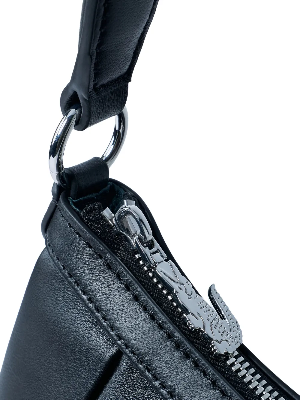 Lacoste Lenglen shopper met gladde korrel en logo Zwart