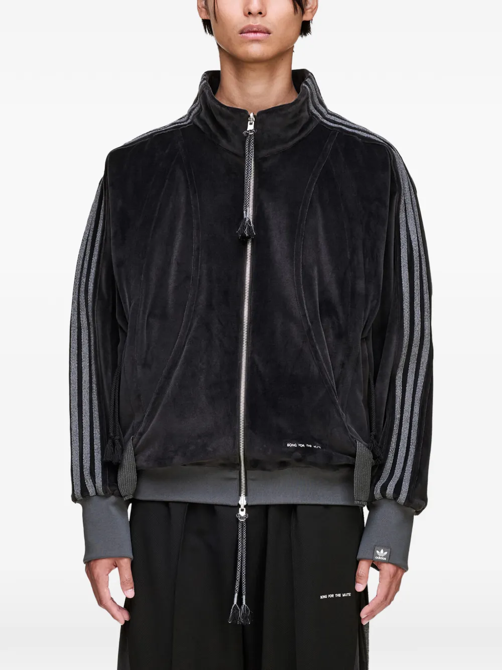 Song For The Mute three-stripes velvet jacket - Black