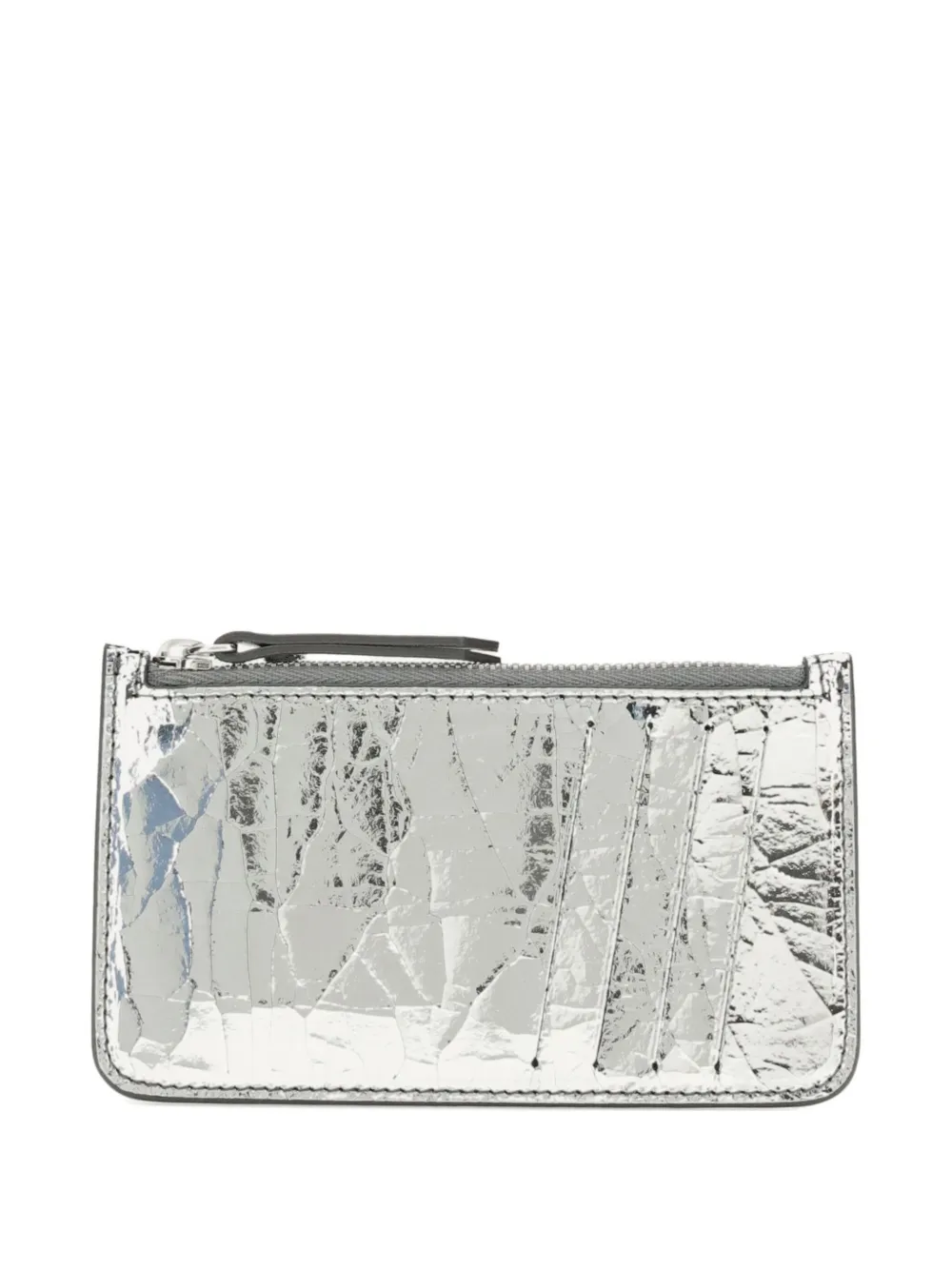 Maison Margiela Textured Zip Card Holder In Gray