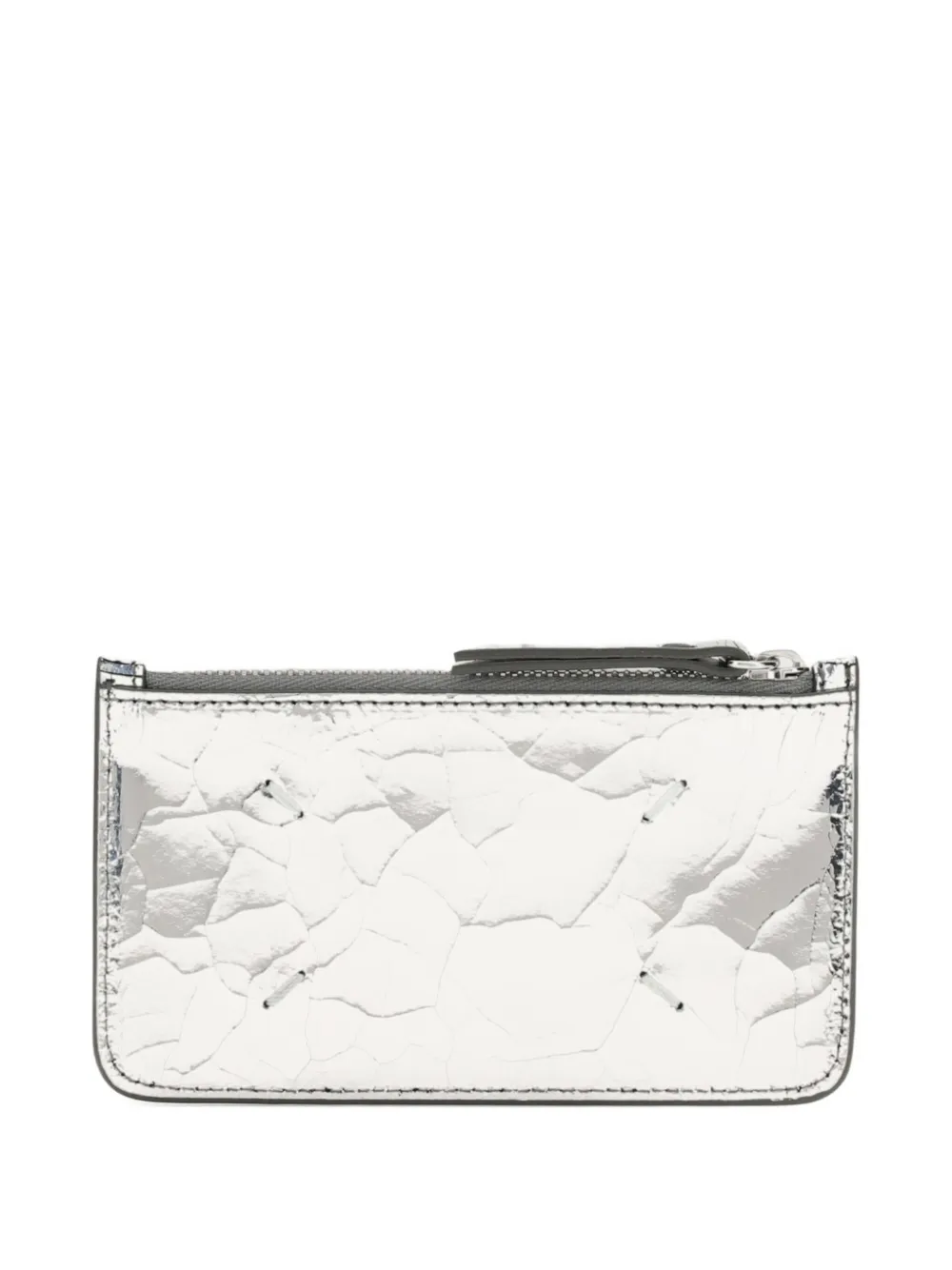 Maison Margiela Textured Zip Card Holder In Gray