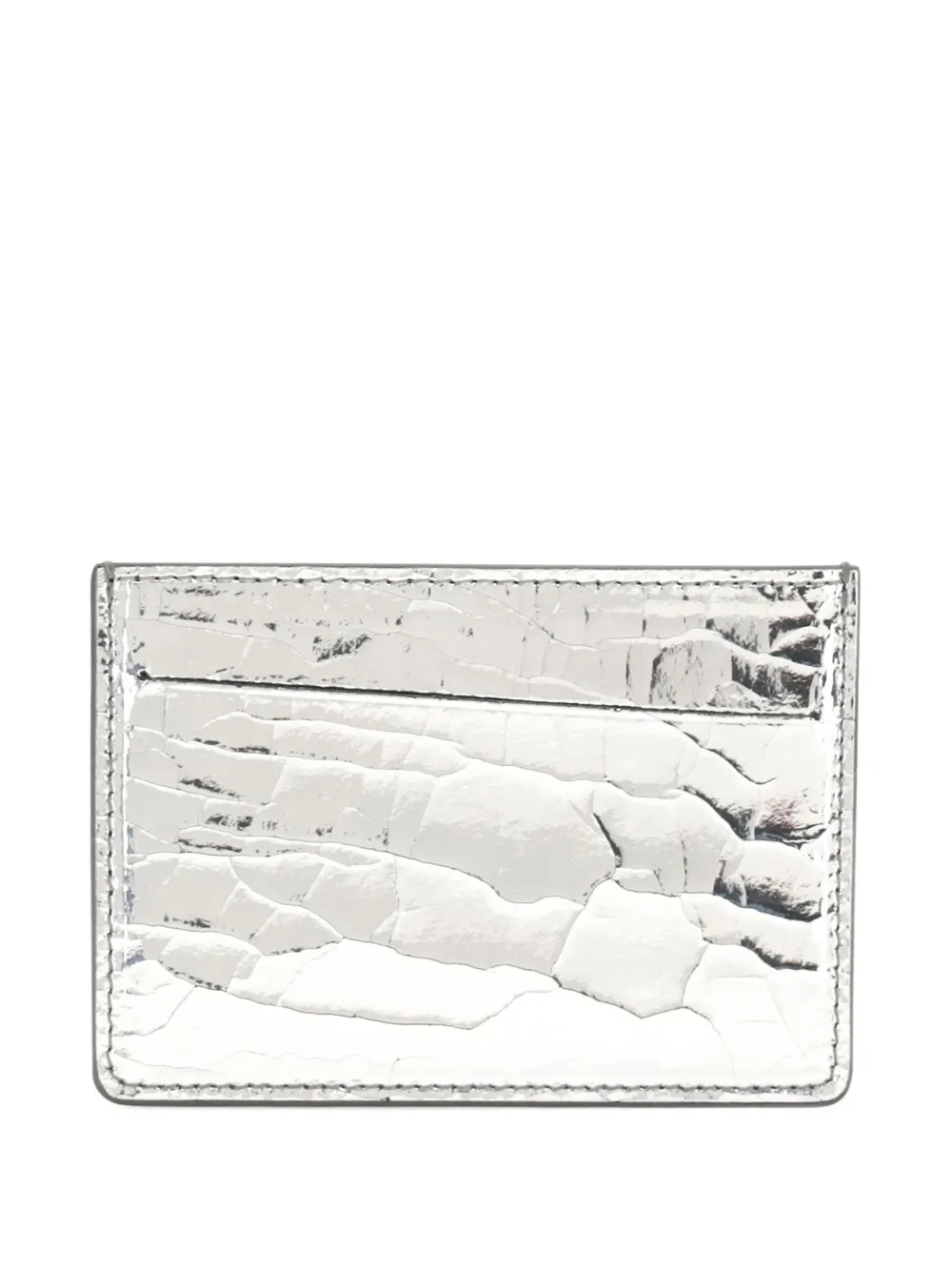 Maison Margiela Textured Card Holder In Silver