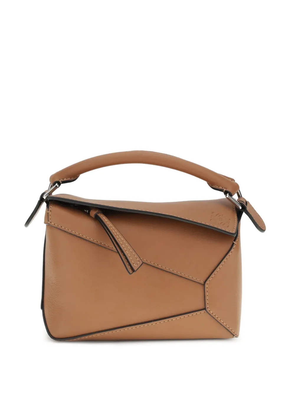 LOEWE mini Puzzle Edge geometric-panel tote bag - Marrone