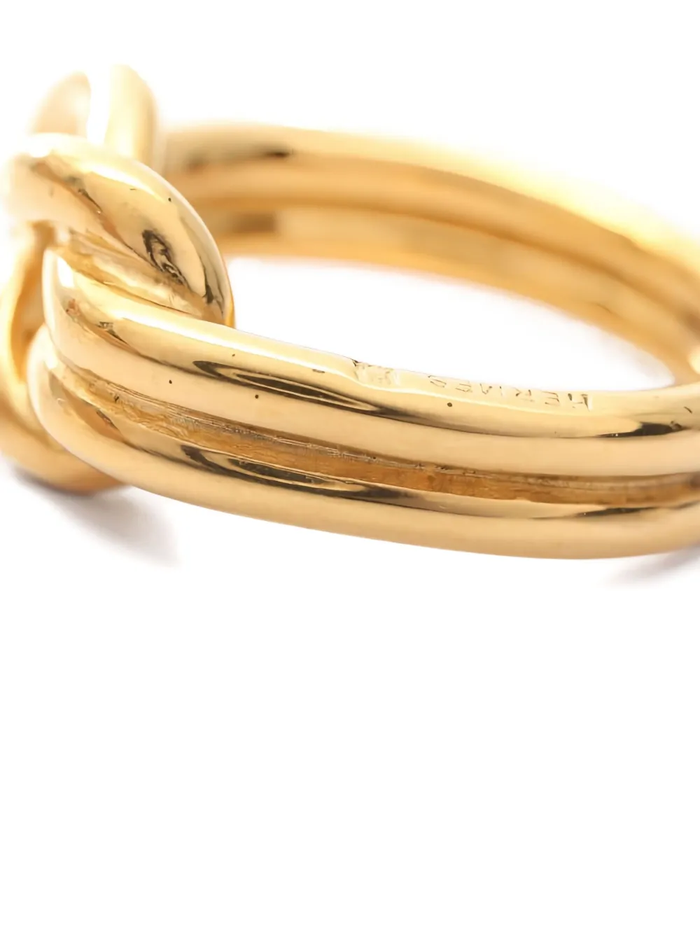 Pre-owned Hermes 2010s Atame Scarf Ring In Gold