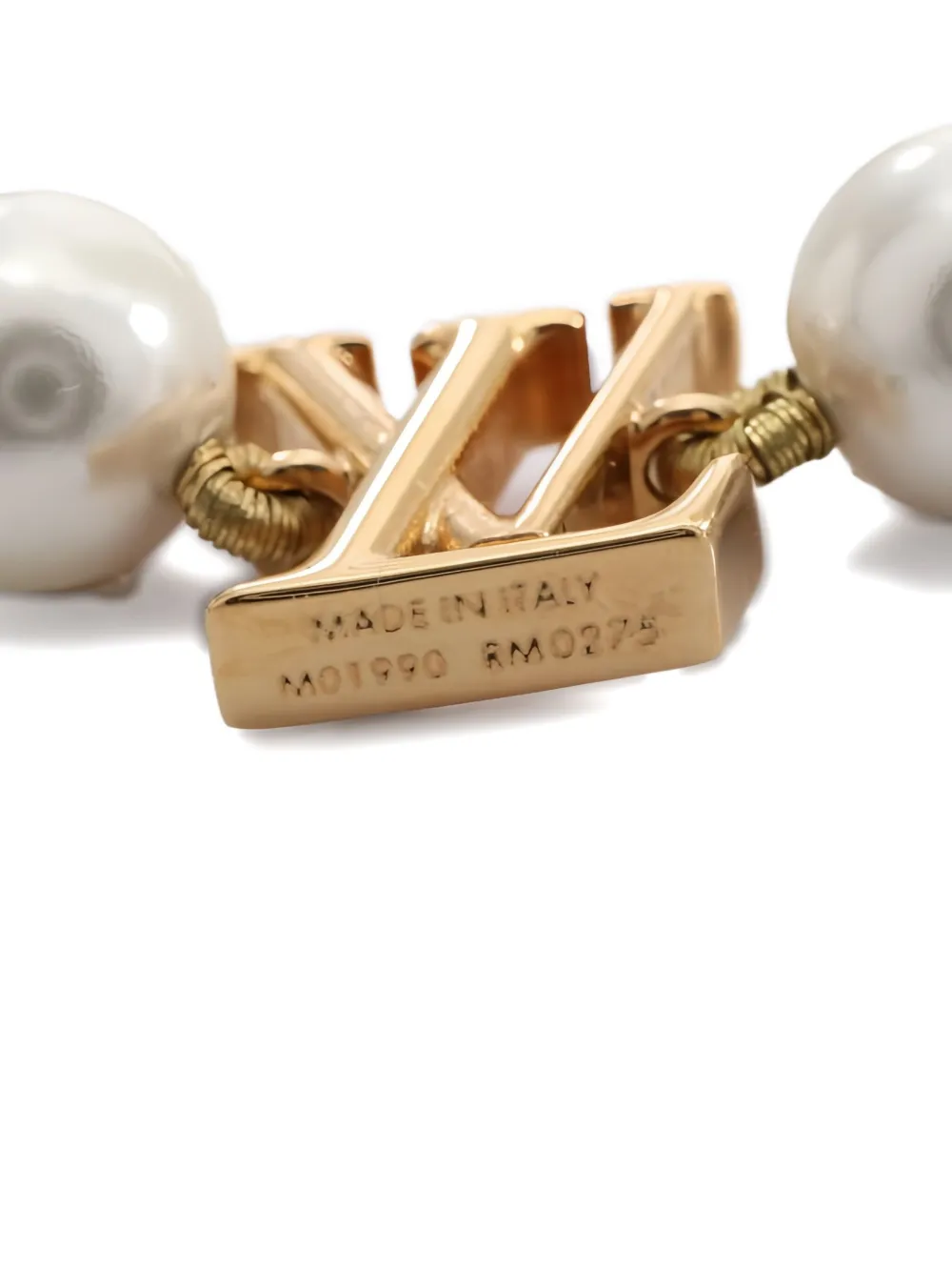 Pre-owned Louis Vuitton 2025 Faux Pearl Logo Necklace In White