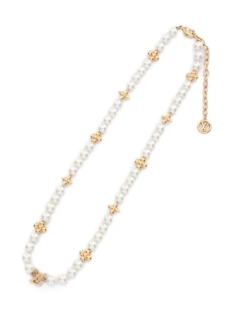 Louis Vuitton Pre-Owned 2025 faux pearl logo necklace