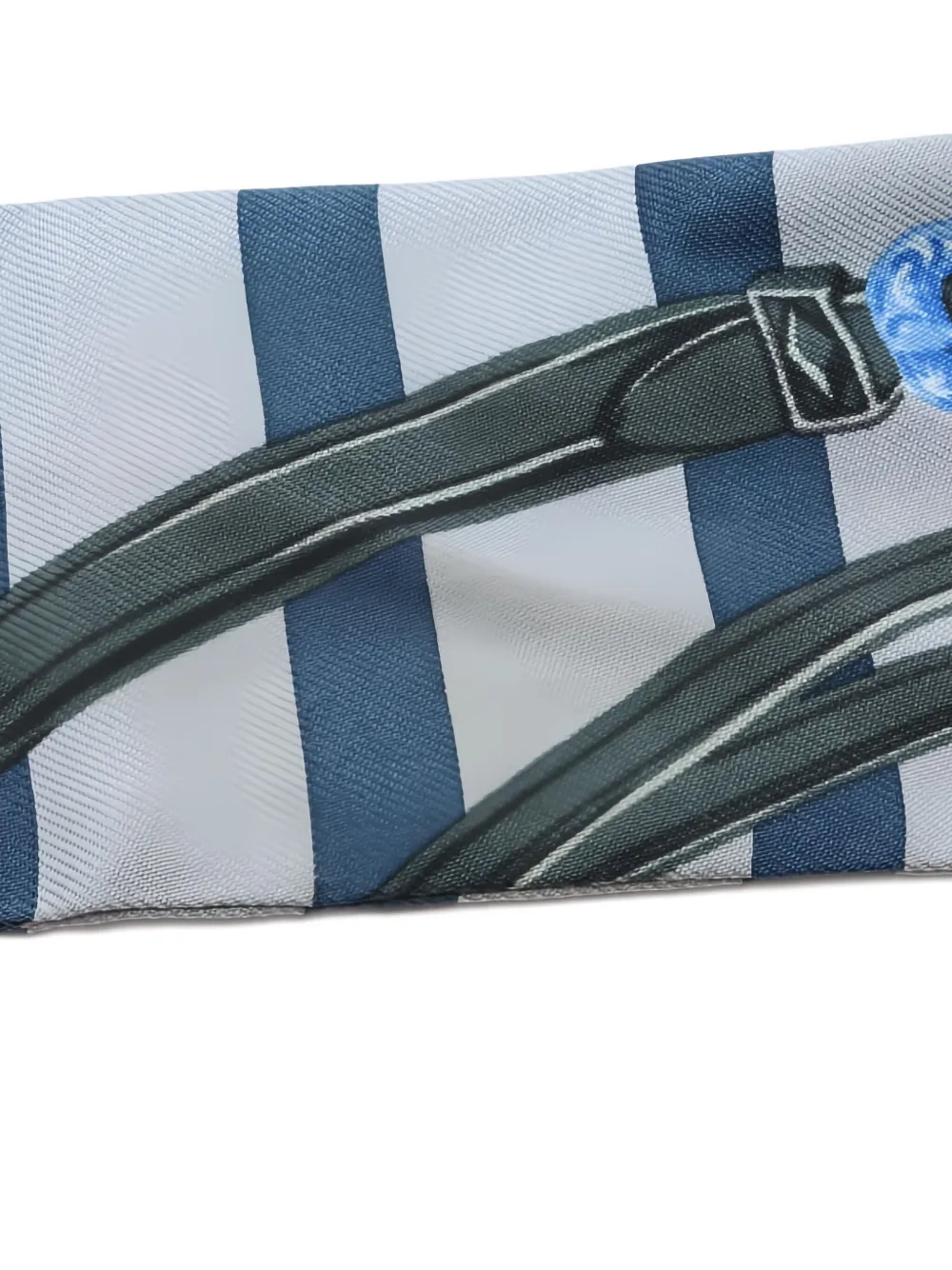 Pre-owned Hermes 2000s Brides De Gala Striped Ribbon Scarf In Blue