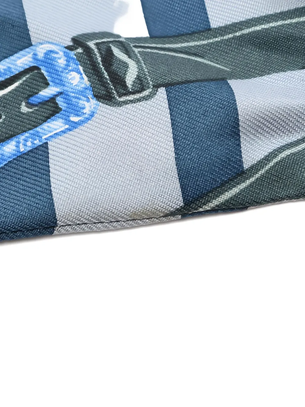 Pre-owned Hermes 2000s Brides De Gala Striped Ribbon Scarf In Blue