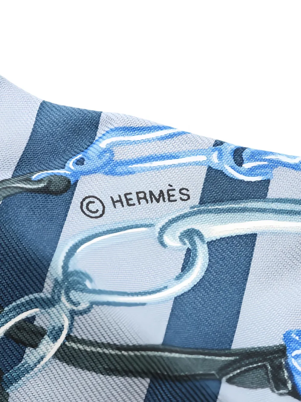 Pre-owned Hermes 2000s Brides De Gala Striped Ribbon Scarf In Blue