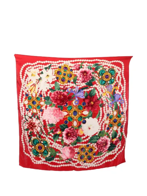 CHANEL Pre-Owned Gripoix flower silk scarf