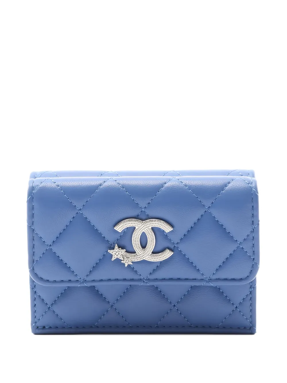 CHANEL Pre-Owned matelasse trifold lambskin wallet | Blue | Image 1