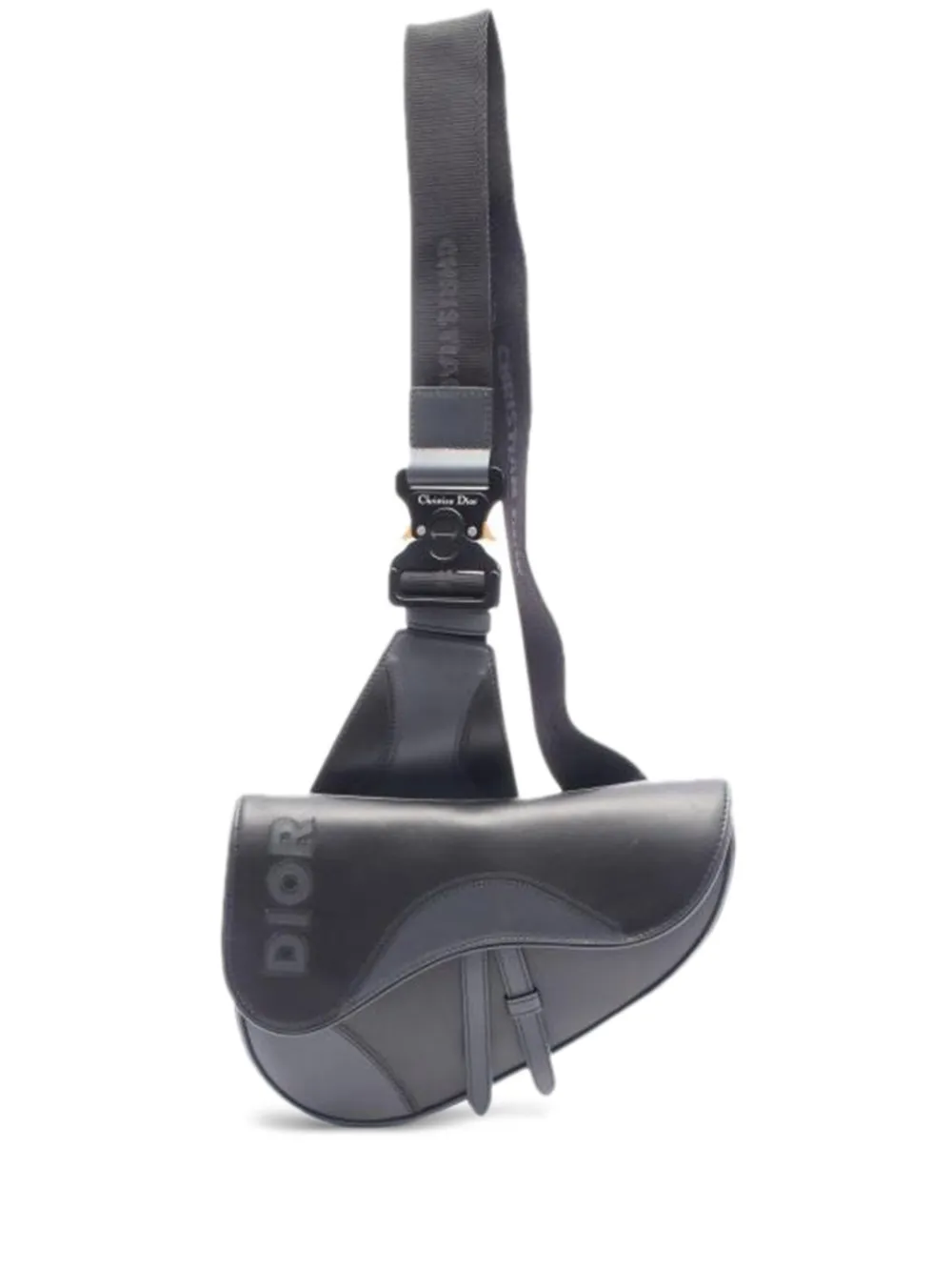 Pre-owned Dior 2010s Saddle Leather Belt Bag In Black