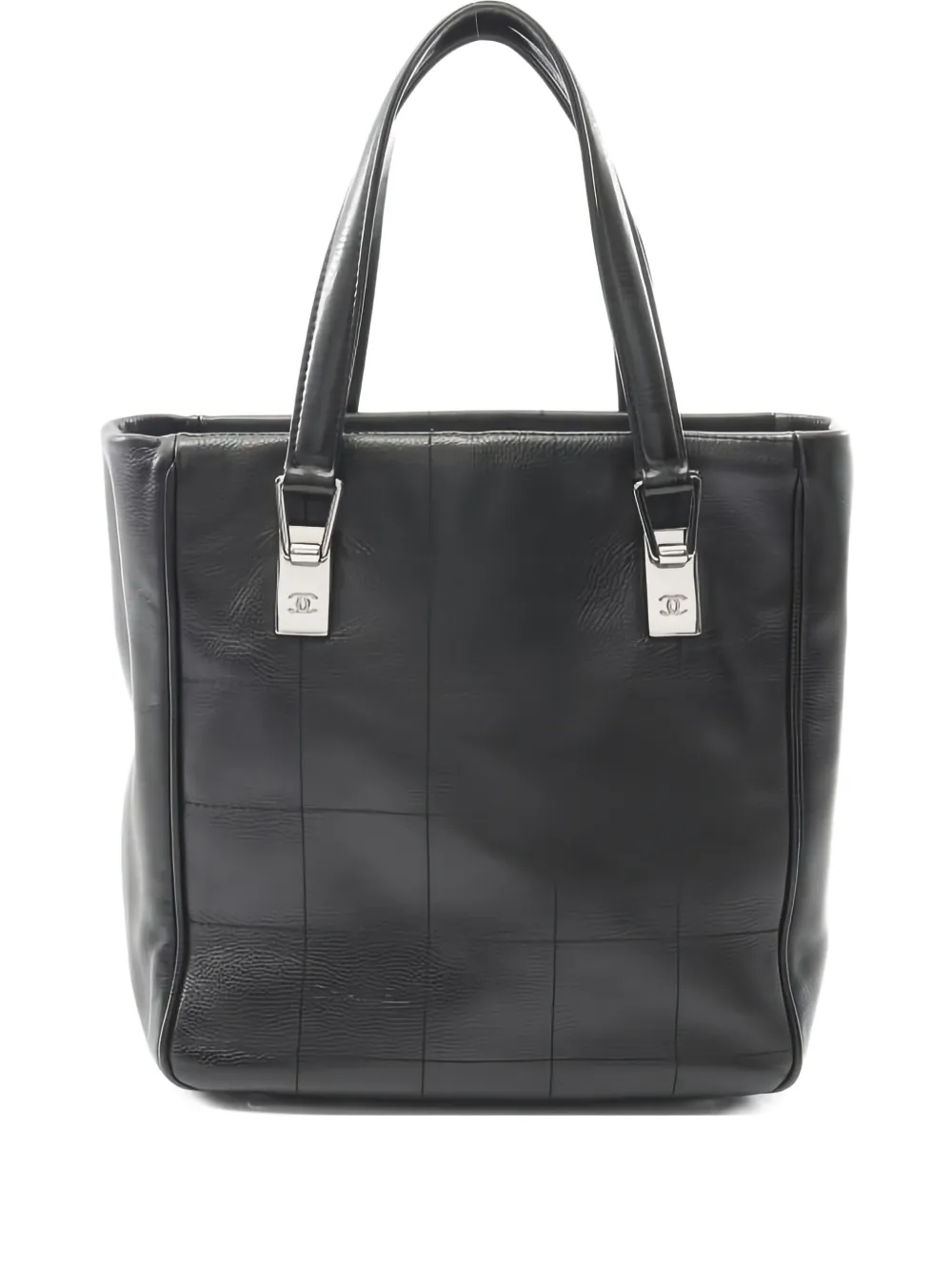 Pre-owned Chanel 2003-2004 Chocolate Bar Quilted Tote Bag In Black