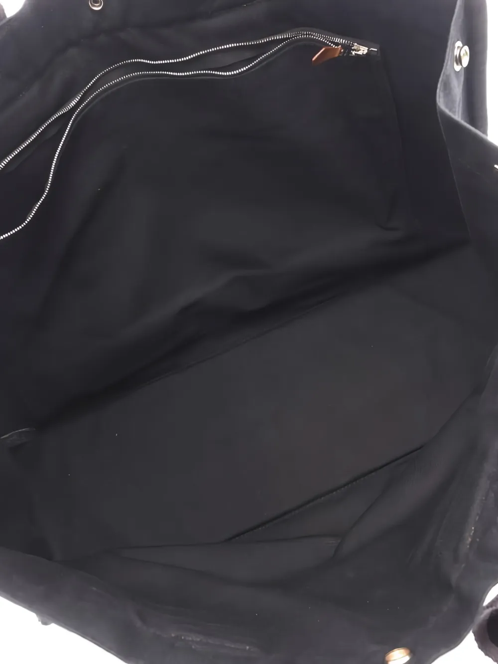 Pre-owned Hermes Striped Canvas Tote Bag In Black