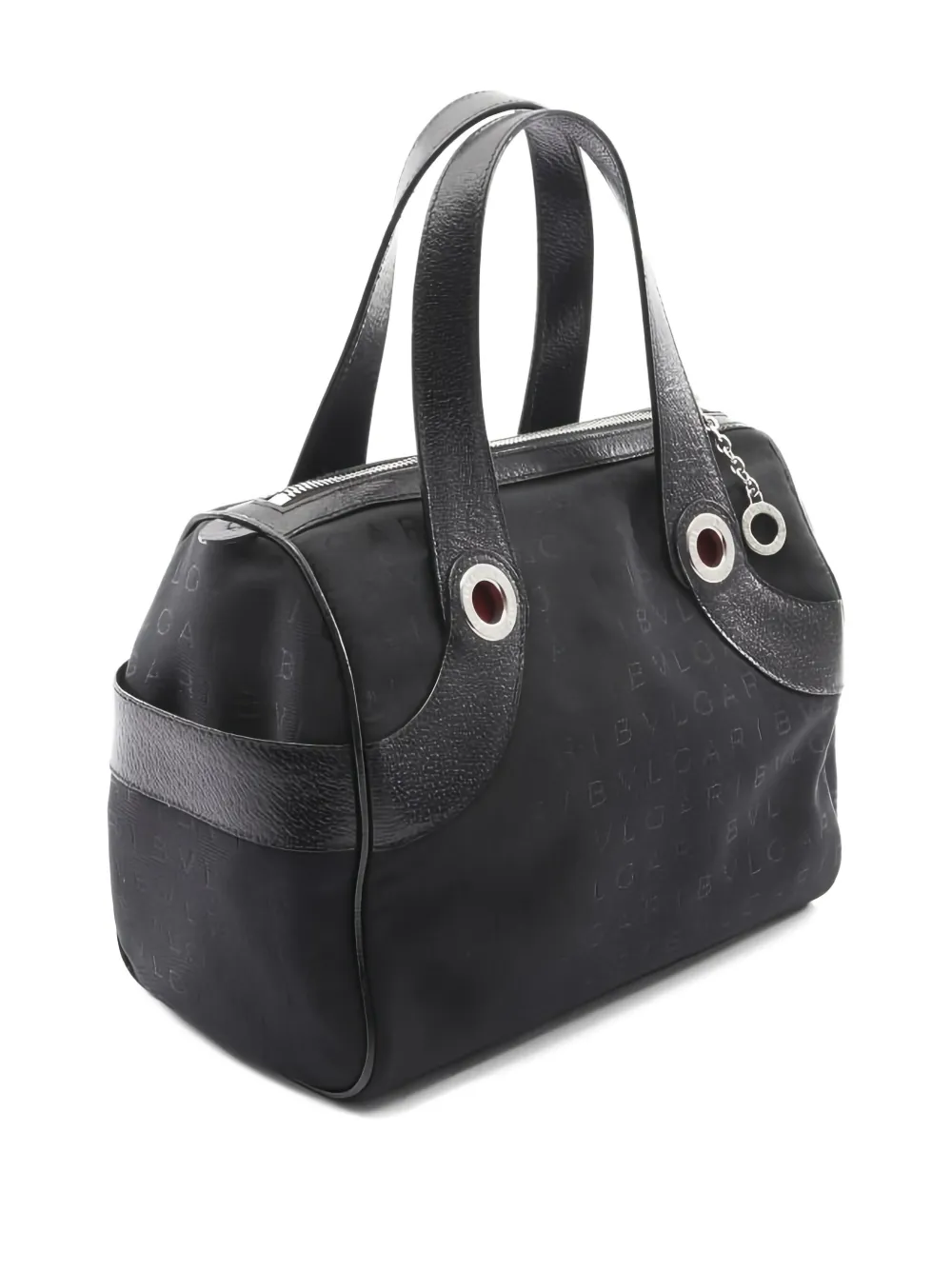 Pre-owned Bvlgari 2010s Logomania Canvas Shoulder Bag In Black