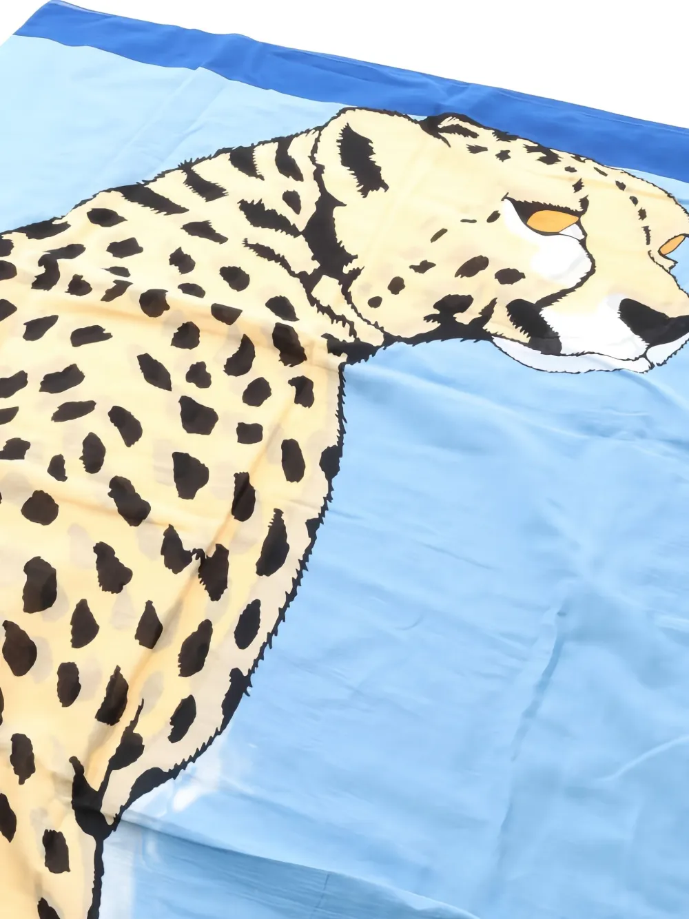 Hermès Pre-Owned leopard-print cotton scarf | Blue | Image 1