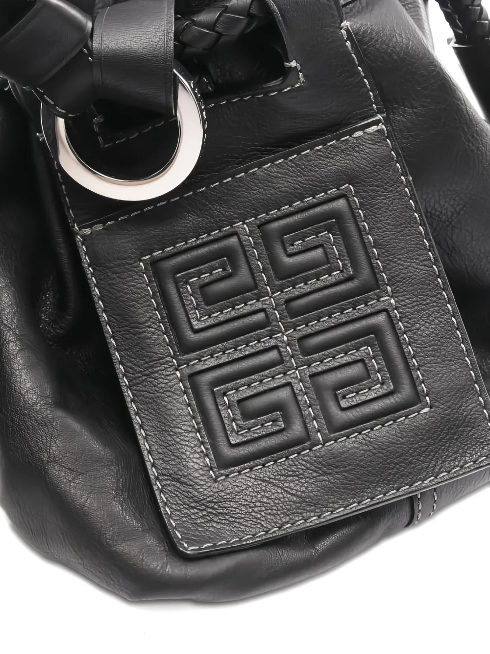 Pre-owned Givenchy 2000s 4g Drawstring Tassel Bucket Bag In Black