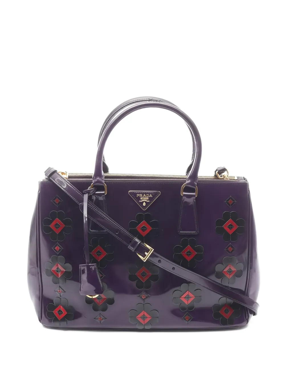Prada Pre-Owned 2000s ガレリア フローラル ハンドバッグ - パープル Prada Pre-Owned 2000s ガレリア フローラル ハンドバッグ - パープル