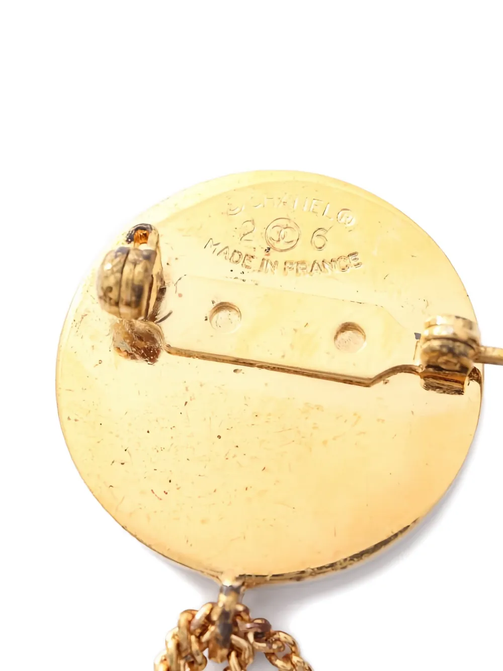 Pre-owned Chanel 1986-1988 Coco Mark Matelasse Brooch In Gold