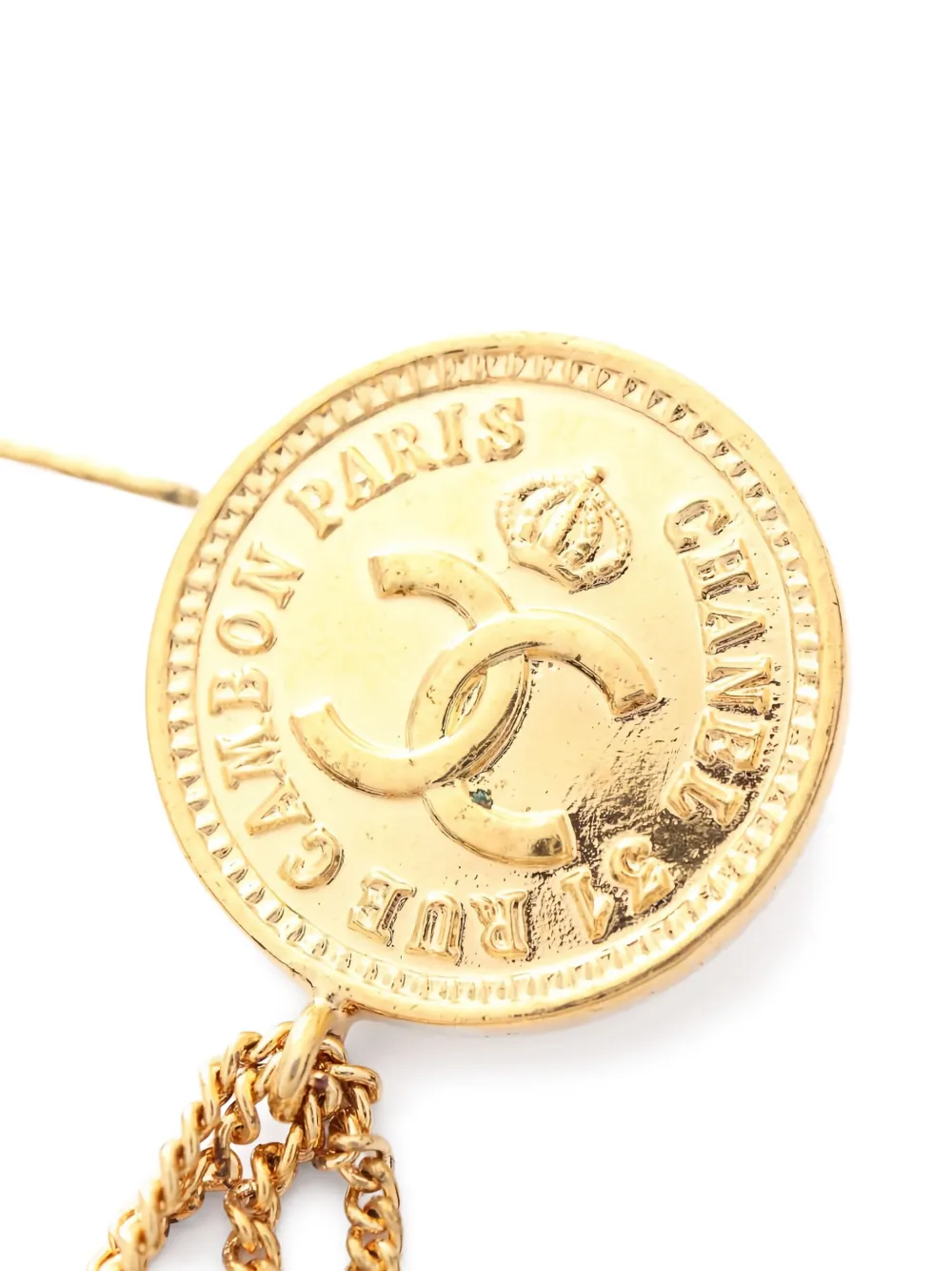 Pre-owned Chanel 1986-1988 Coco Mark Matelasse Brooch In Gold