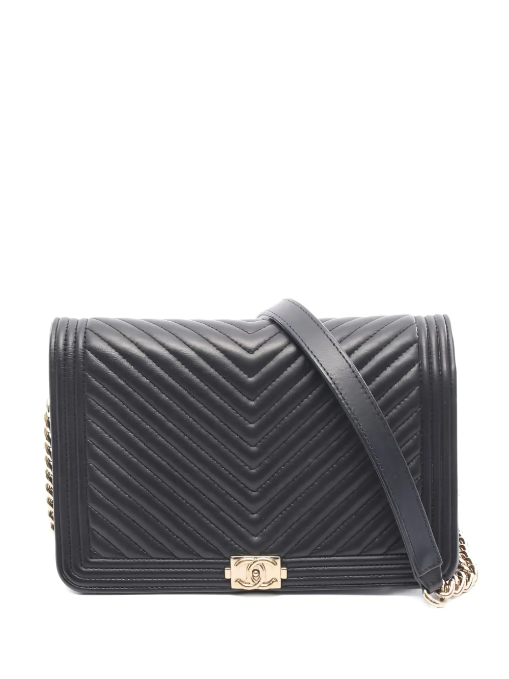 CHANEL Pre-Owned 2019 Boy Chanel chevron chain cross body bag - Nero