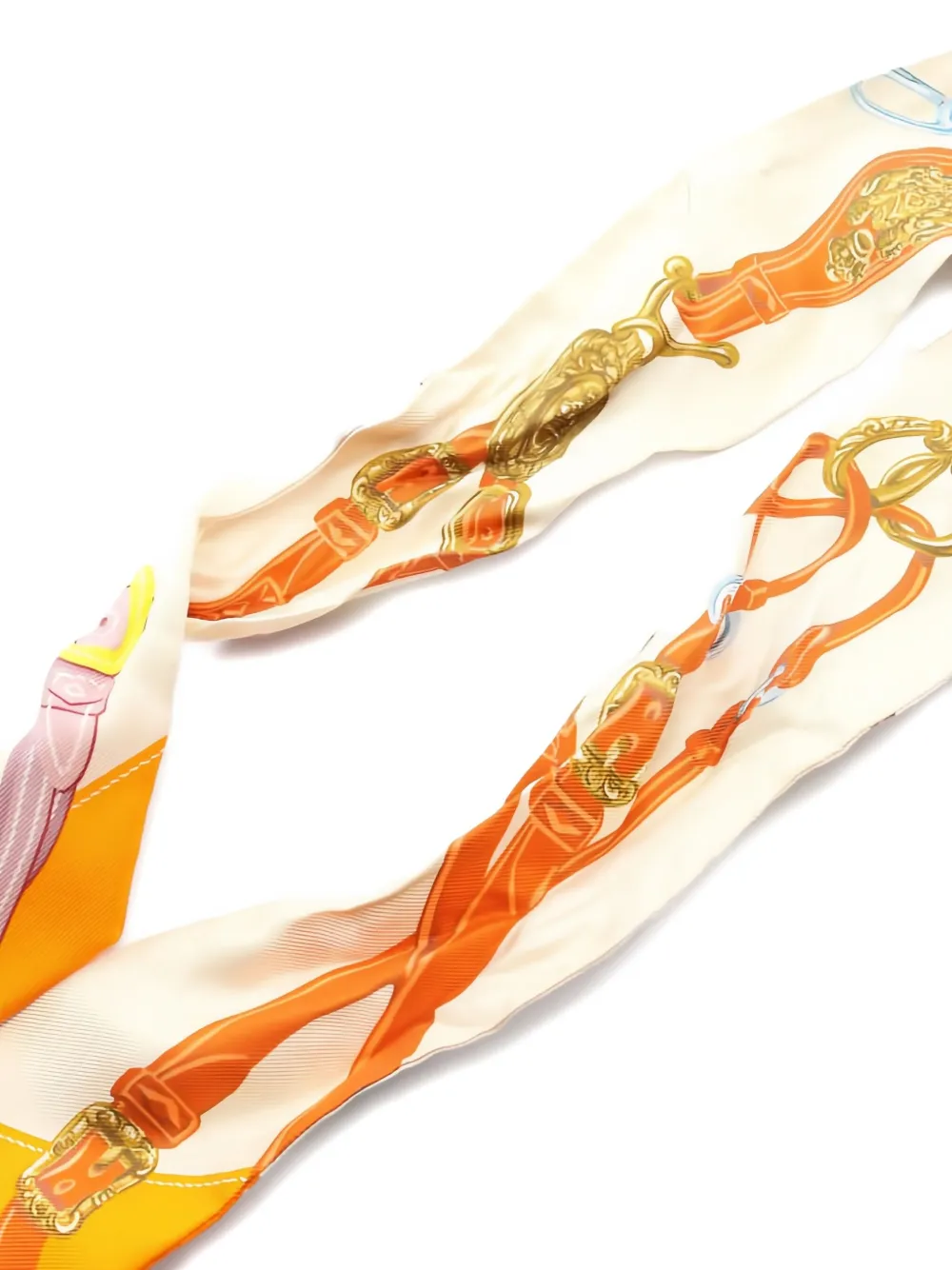 Pre-owned Hermes 2000 Brides De Gala Twilly Scarf In Neutral