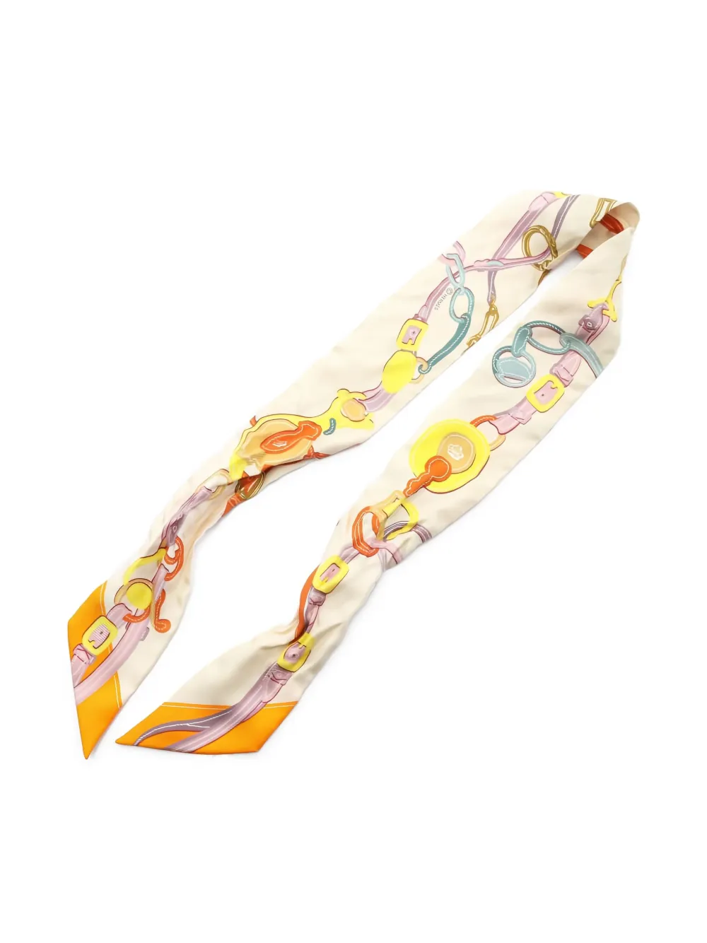 Pre-owned Hermes 2000 Brides De Gala Twilly Scarf In Neutral