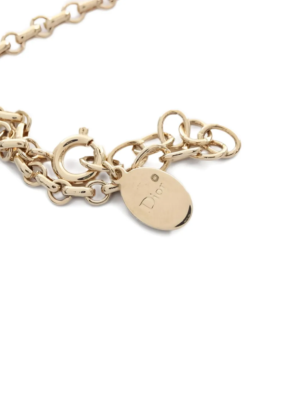 Pre-owned Dior 2010s Leaf-pendant Necklace In Gold