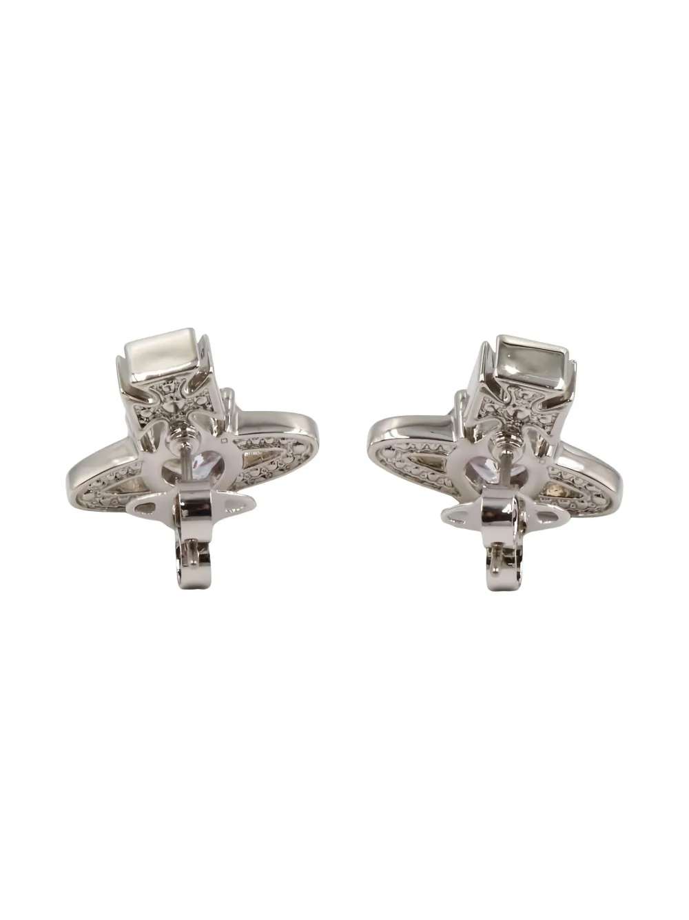 Pre-owned Vivienne Westwood 2020s Ariella Heart-shape Crystal Earrings In Silver