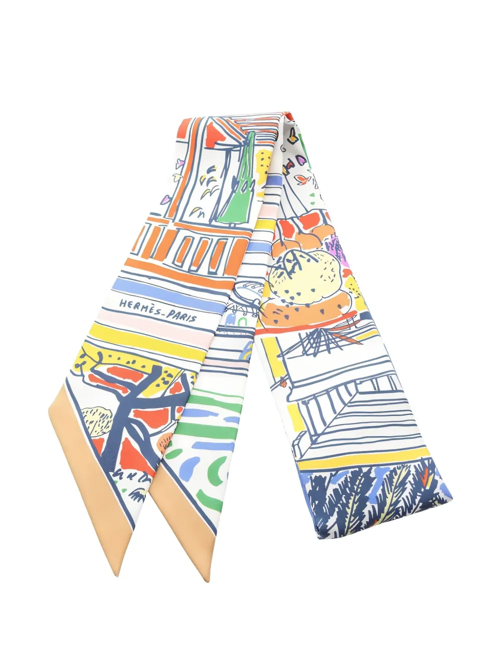 Hermès Pre-Owned 2020s Rayures d'Ete silk scarf | White | Image 1
