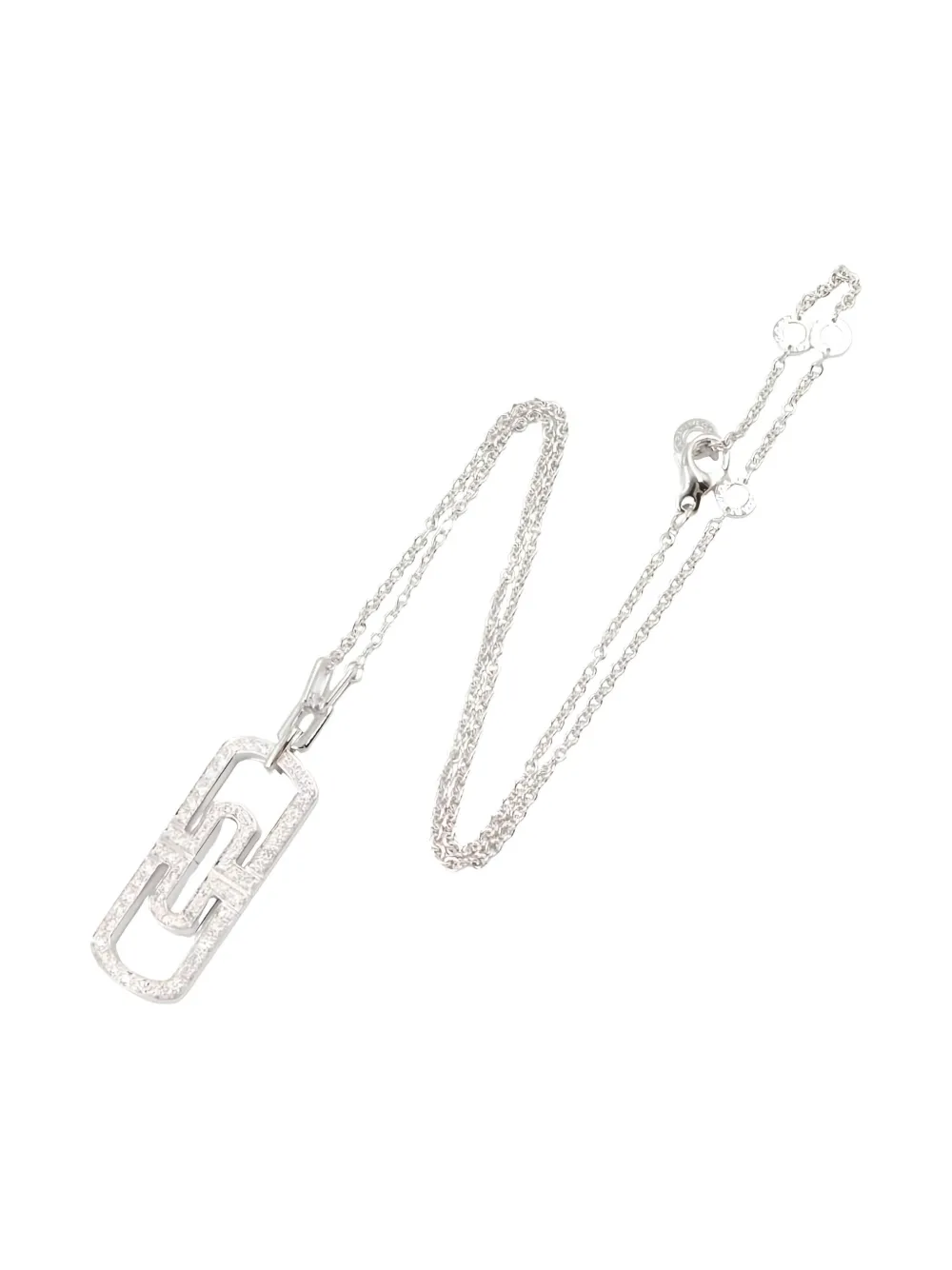 Pre-owned Bvlgari 2010s 18k White Gold Parentesi Diamond Necklace In Silver
