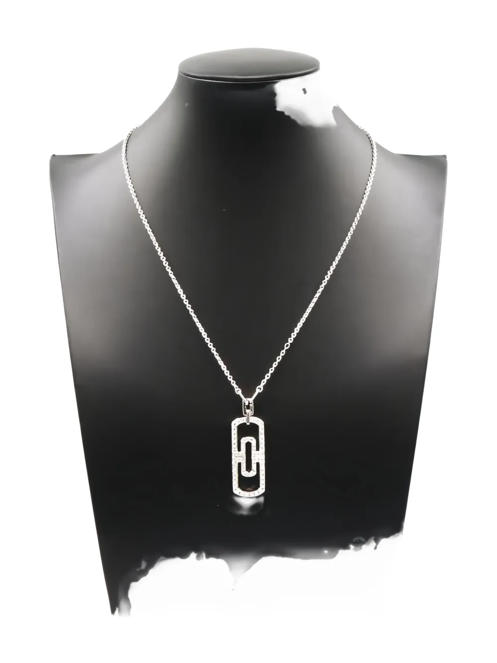 Pre-owned Bvlgari 2010s 18k White Gold Parentesi Diamond Necklace In Silver
