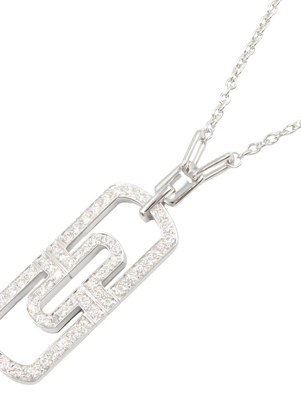 Pre-owned Bvlgari 2010s 18k White Gold Parentesi Diamond Necklace In Silver