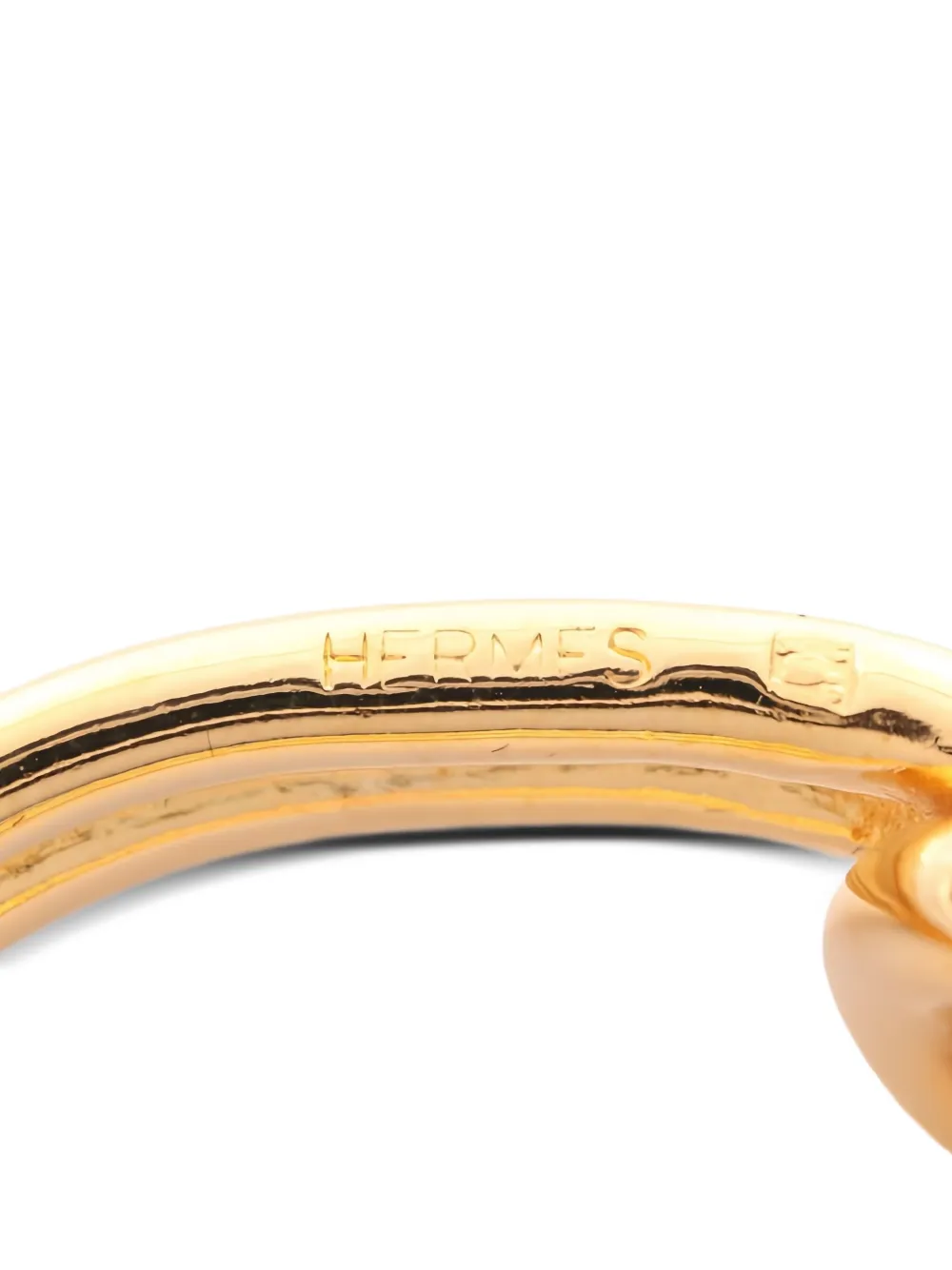 Pre-owned Hermes 2010s Atame Scarf Ring In Gold