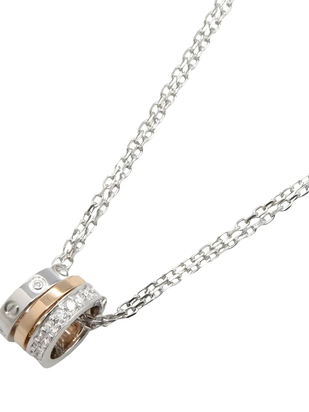 Cartier 2010s 18K rose and white gold Love Hoop diamond Necklace - Argento