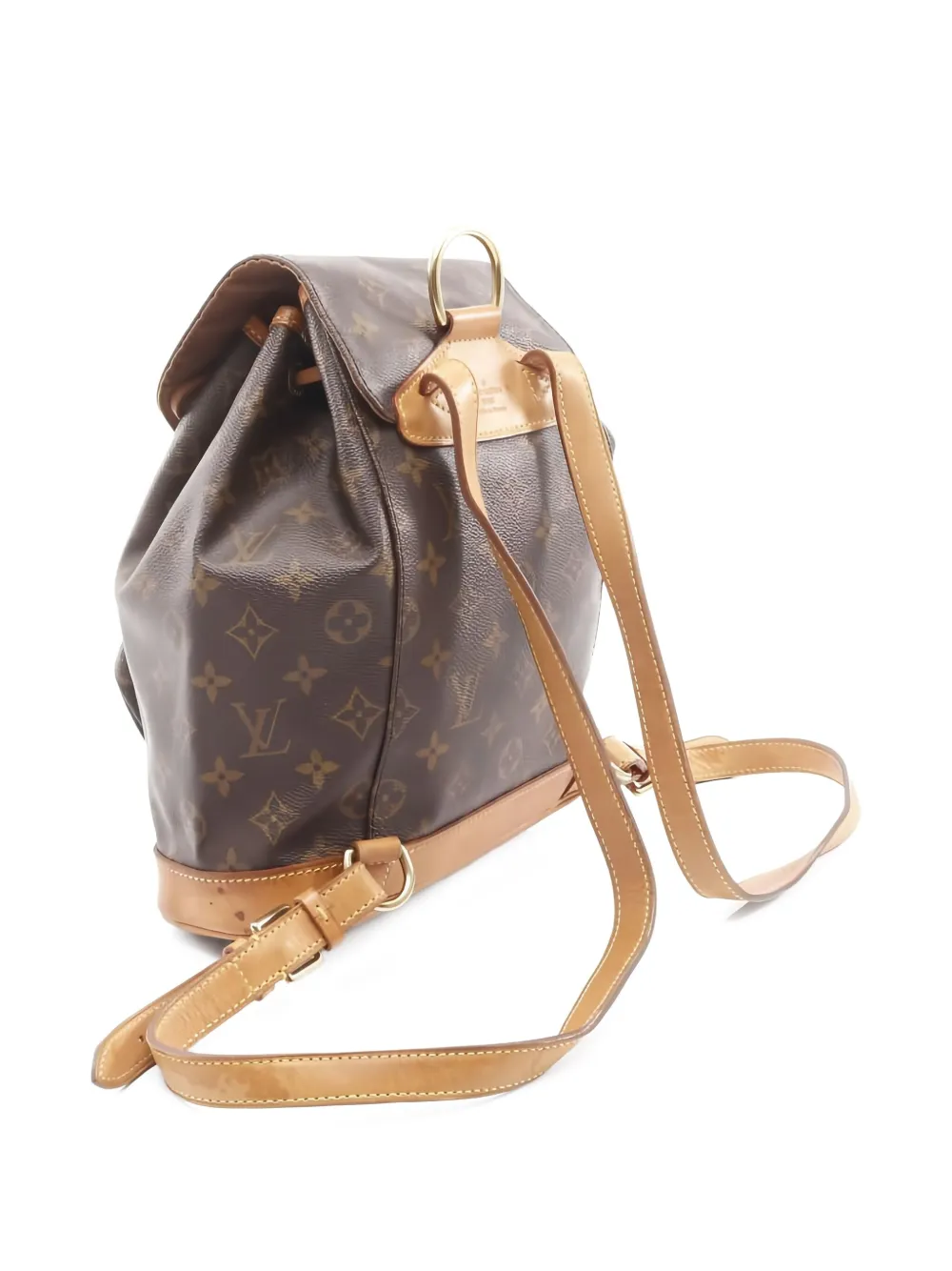 Pre-owned Louis Vuitton 1999 Monogram Mm Buckle Backpack In Brown