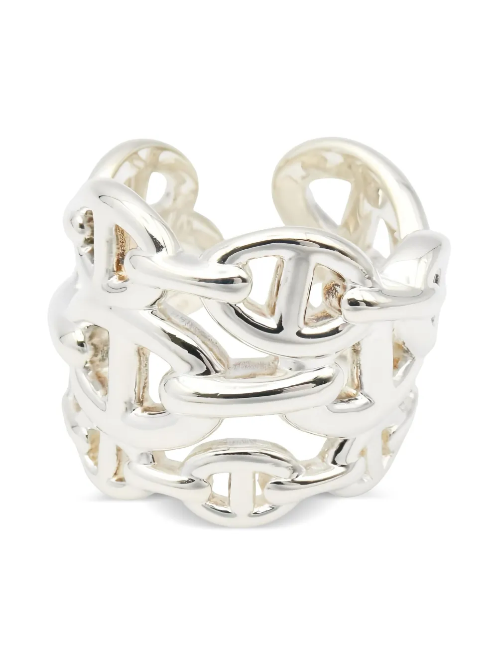 Pre-owned Hermes 2010s Ancienne Gm Ring In Silver