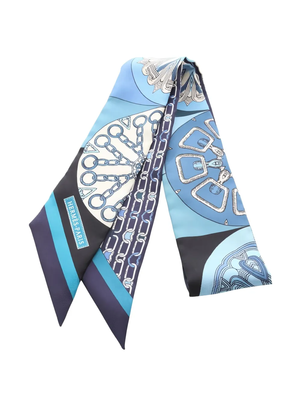 Hermès Pre-Owned 2020s kaleidoscope-pattern ribbon scarf | Blue | Image 1