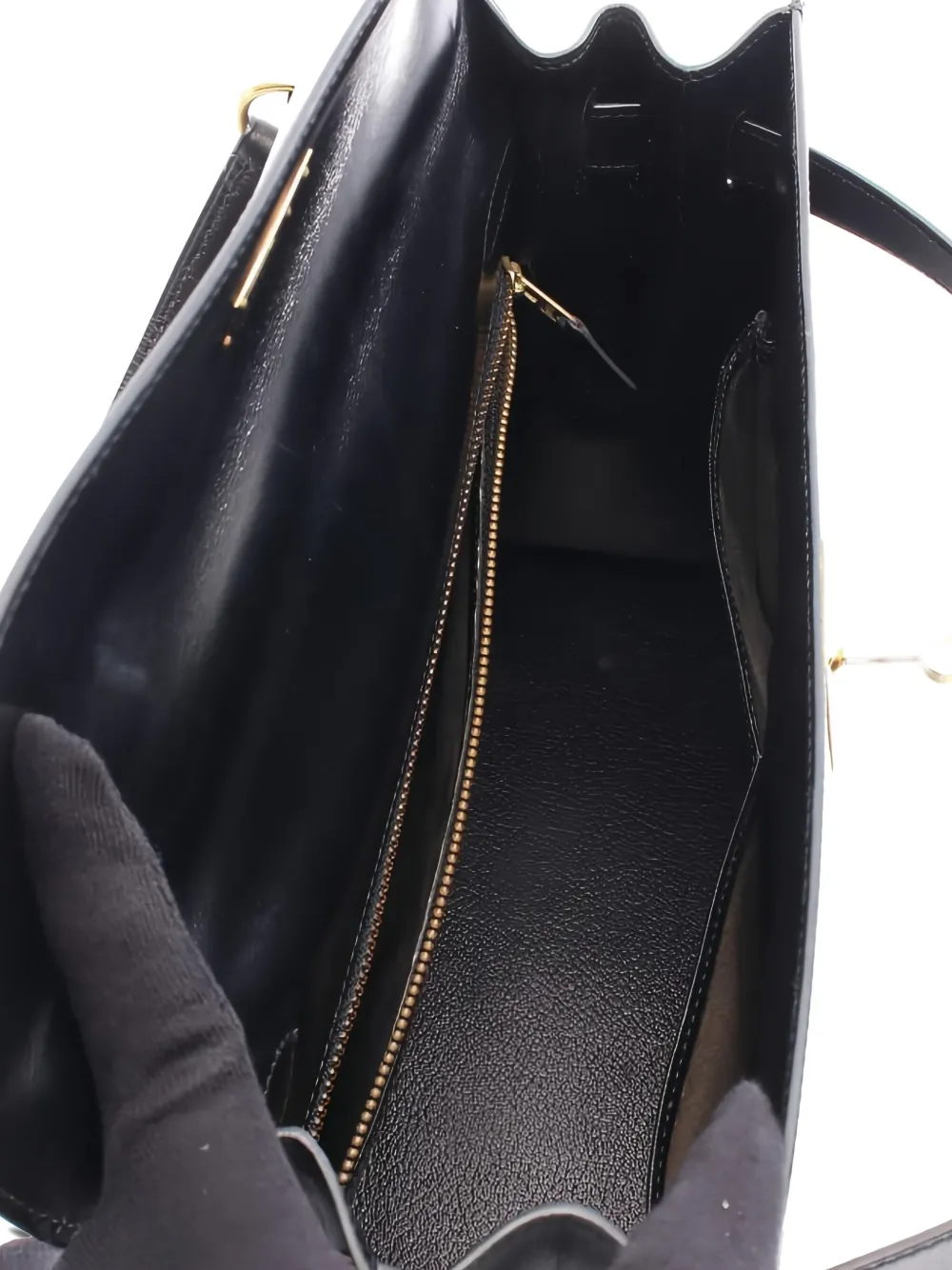 Pre-owned Hermes Kelly 32 Leather Tote Bag In Black