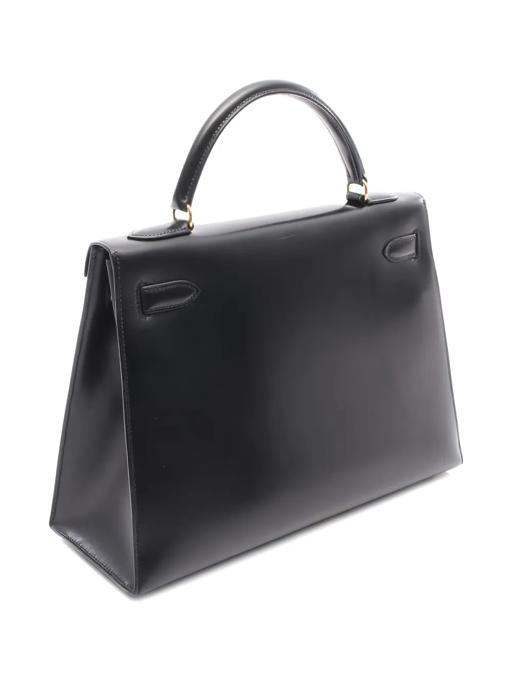 Pre-owned Hermes Kelly 32 Leather Tote Bag In Black