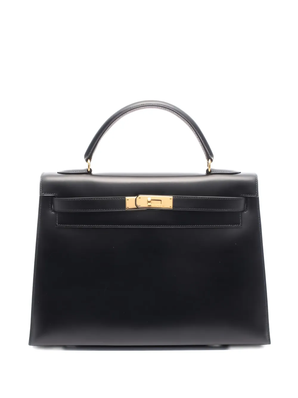 Pre-owned Hermes Kelly 32 Leather Tote Bag In Black