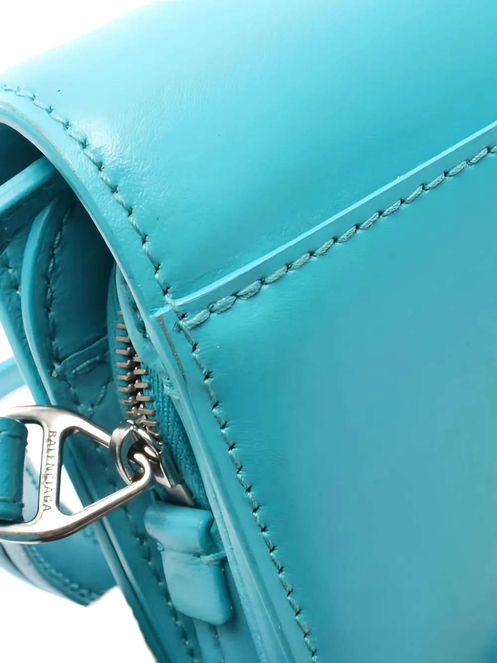 Pre-owned Balenciaga 2010s B-logo Leather Shoulder Bag In Blue