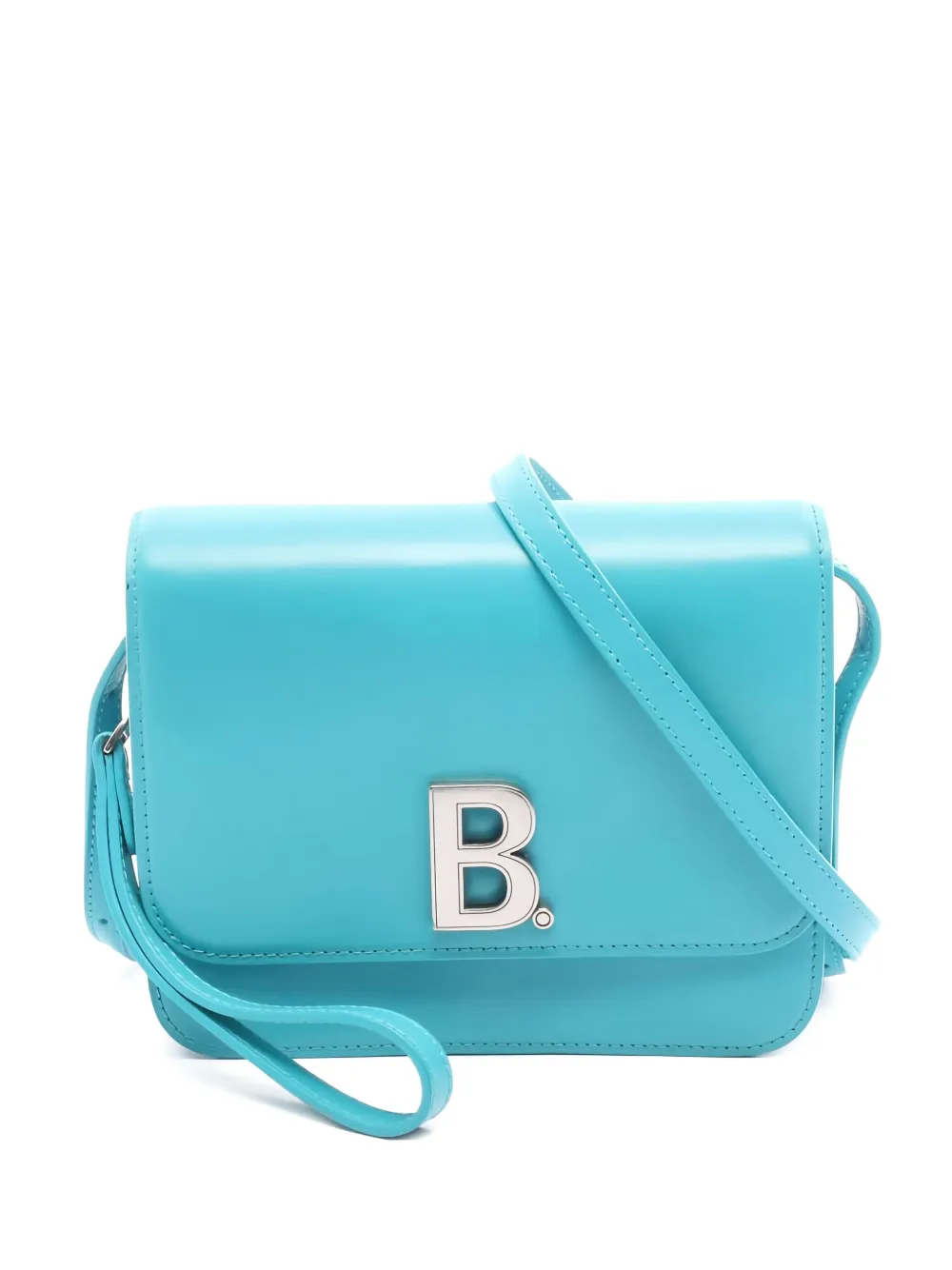 Pre-owned Balenciaga 2010s B-logo Leather Shoulder Bag In Blue