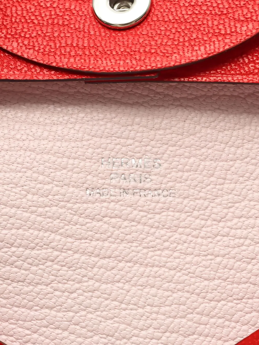 Pre-owned Hermes 2025 Bastia Leather Card Holder In Red
