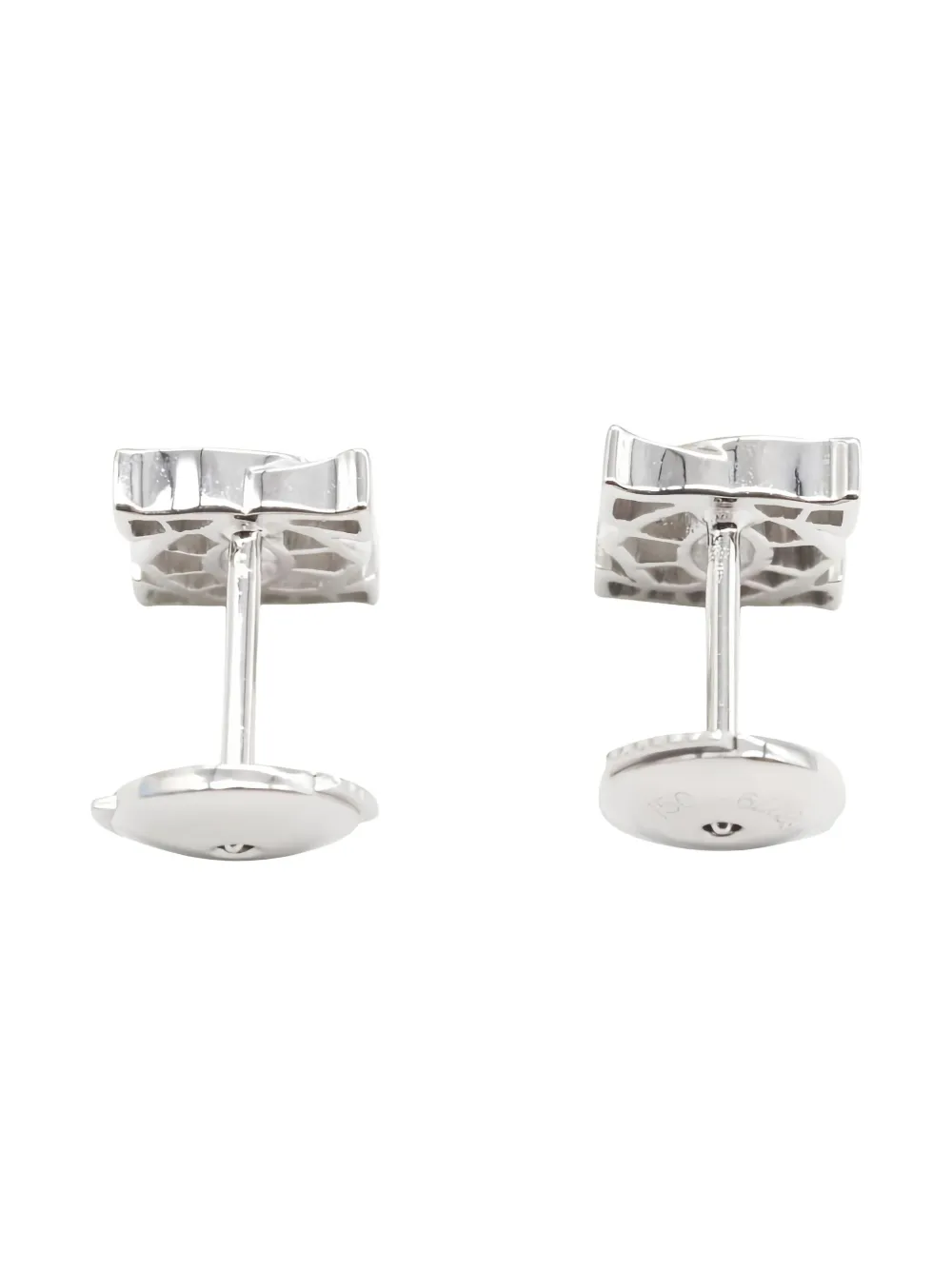 Pre-owned Cartier 2010s 18k White Gold Double C Diamond Earrings In Silver