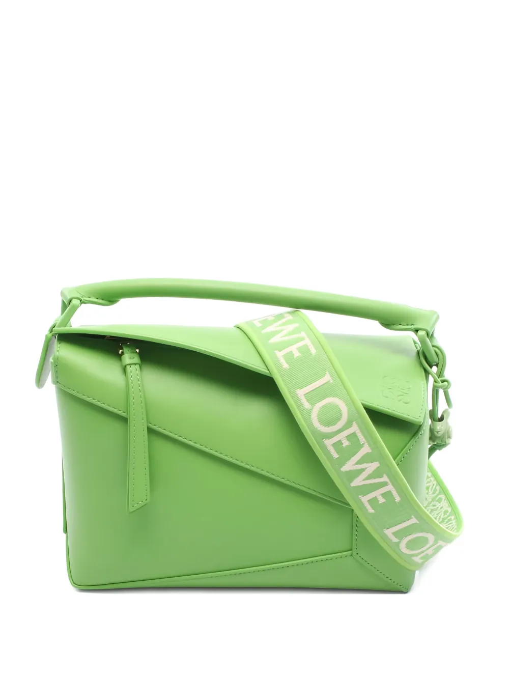 Pre-owned Loewe 2010s Small Puzzle Edge Leather Handbag In Green