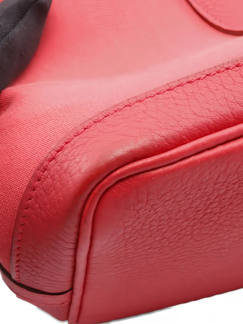 Pre-owned Hermes 2009 Garden Party Leather Trim Handbag In Red