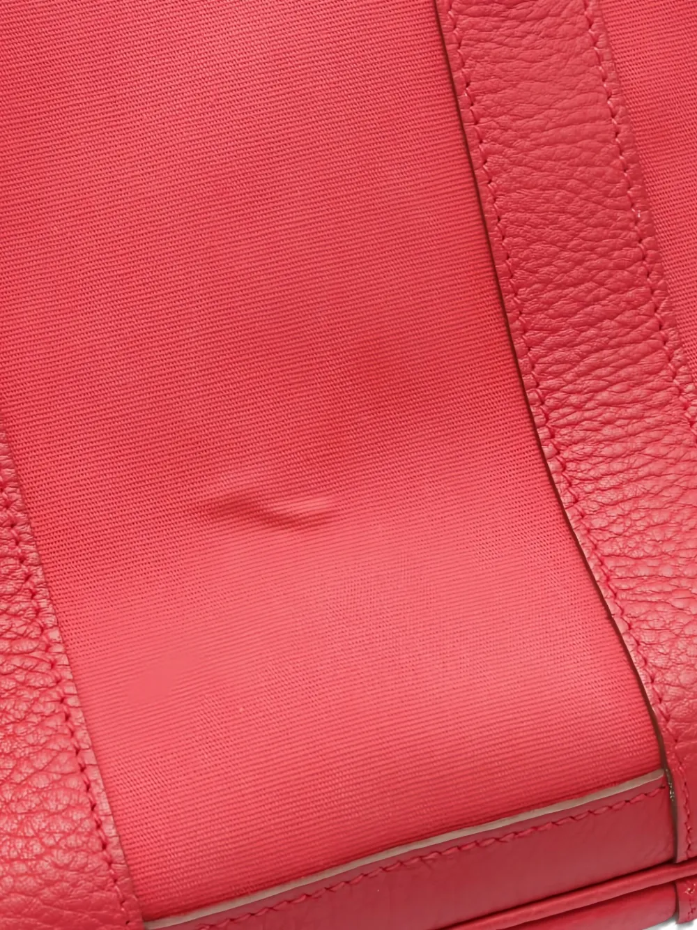 Pre-owned Hermes 2009 Garden Party Leather Trim Handbag In Red