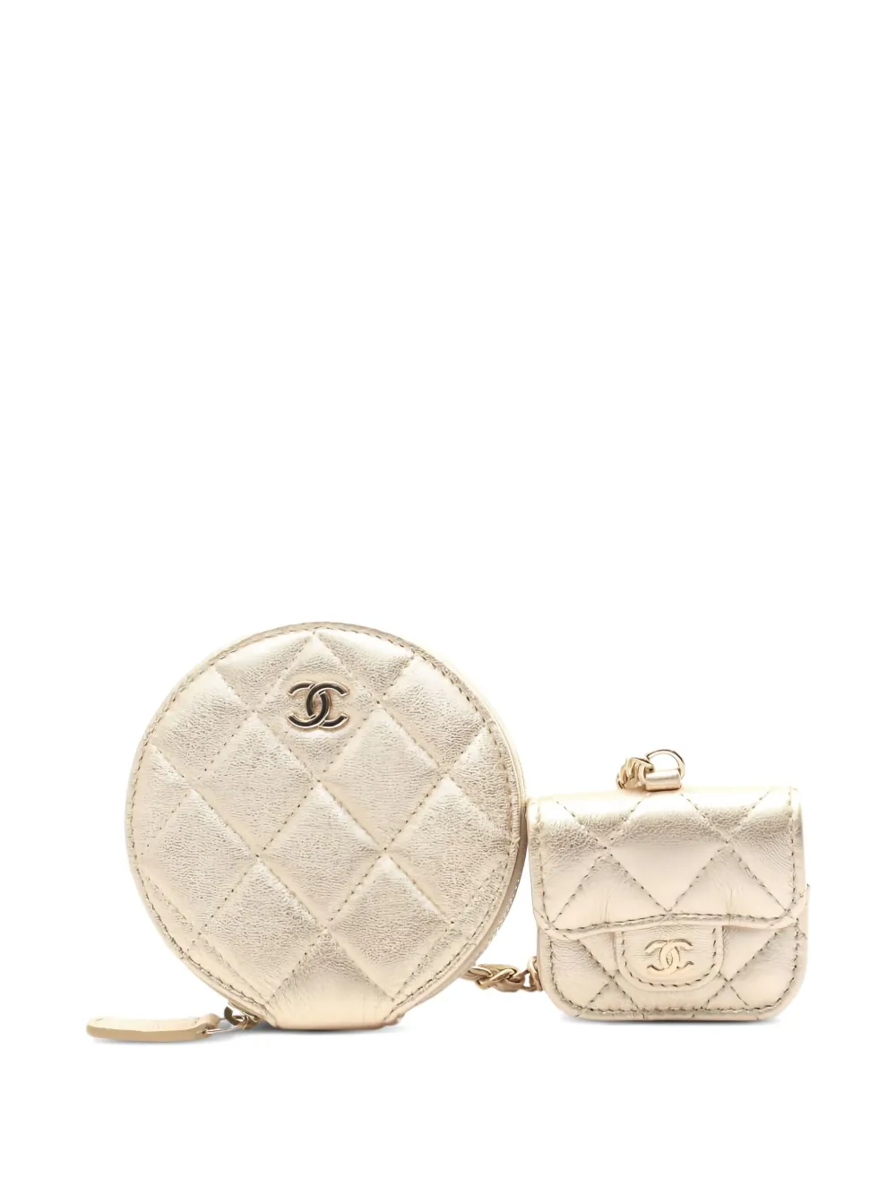 CHANEL Pre-Owned 2021s Matelasse AirPods case | Gold | Image 1