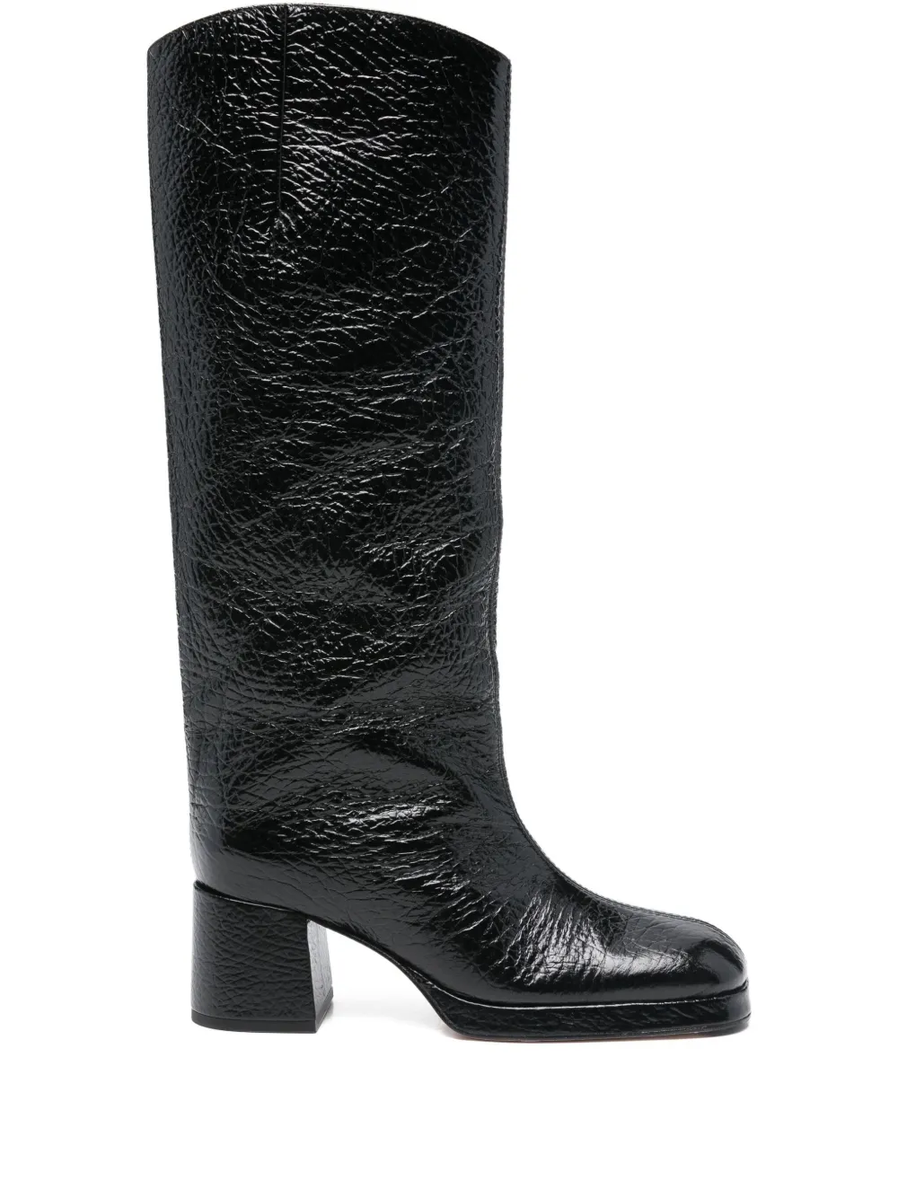 Miista 65mm Tundra grained block-heel boots Zwart