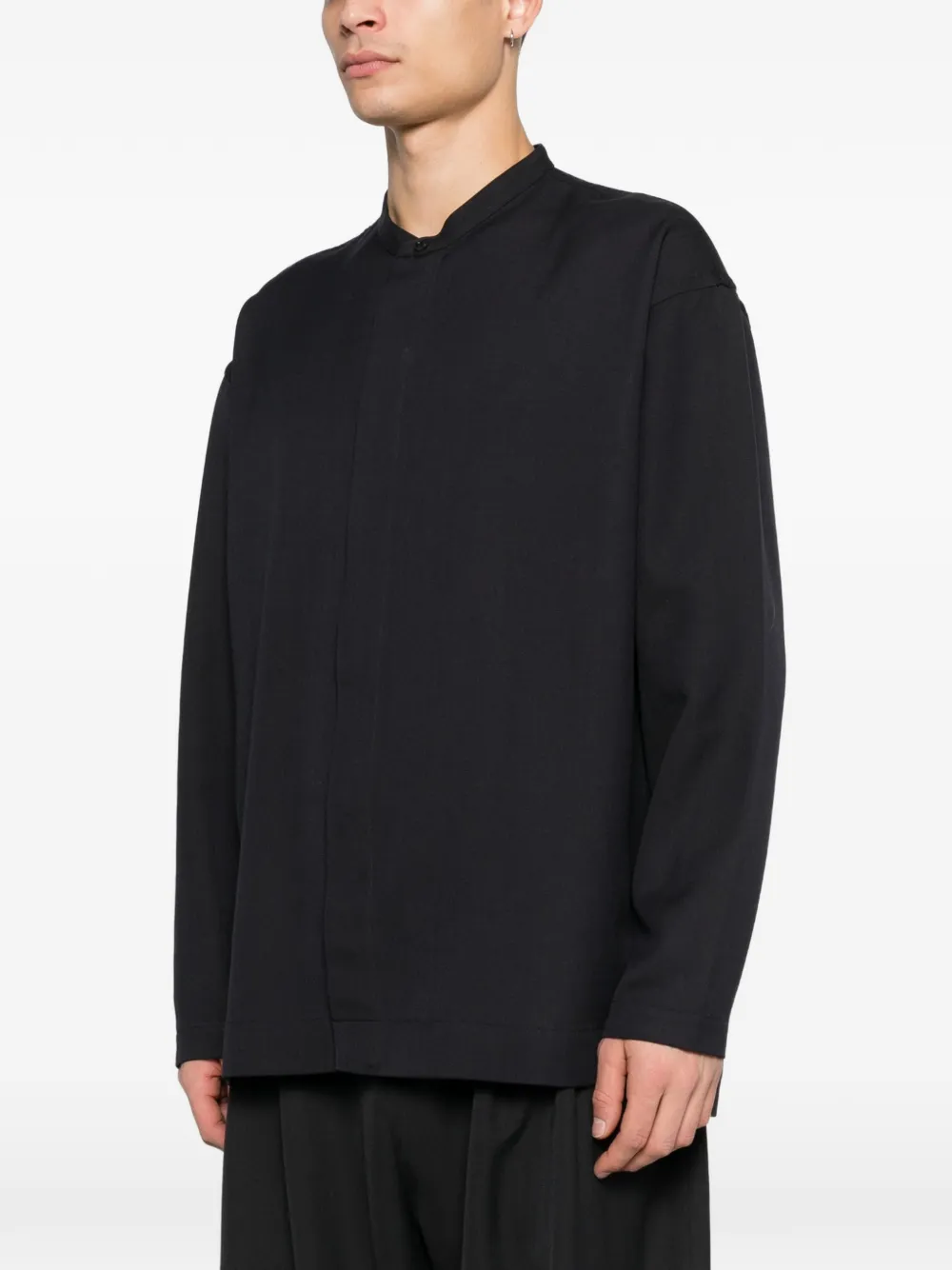  Studio Nicholson Collarless Shirt - Black 
